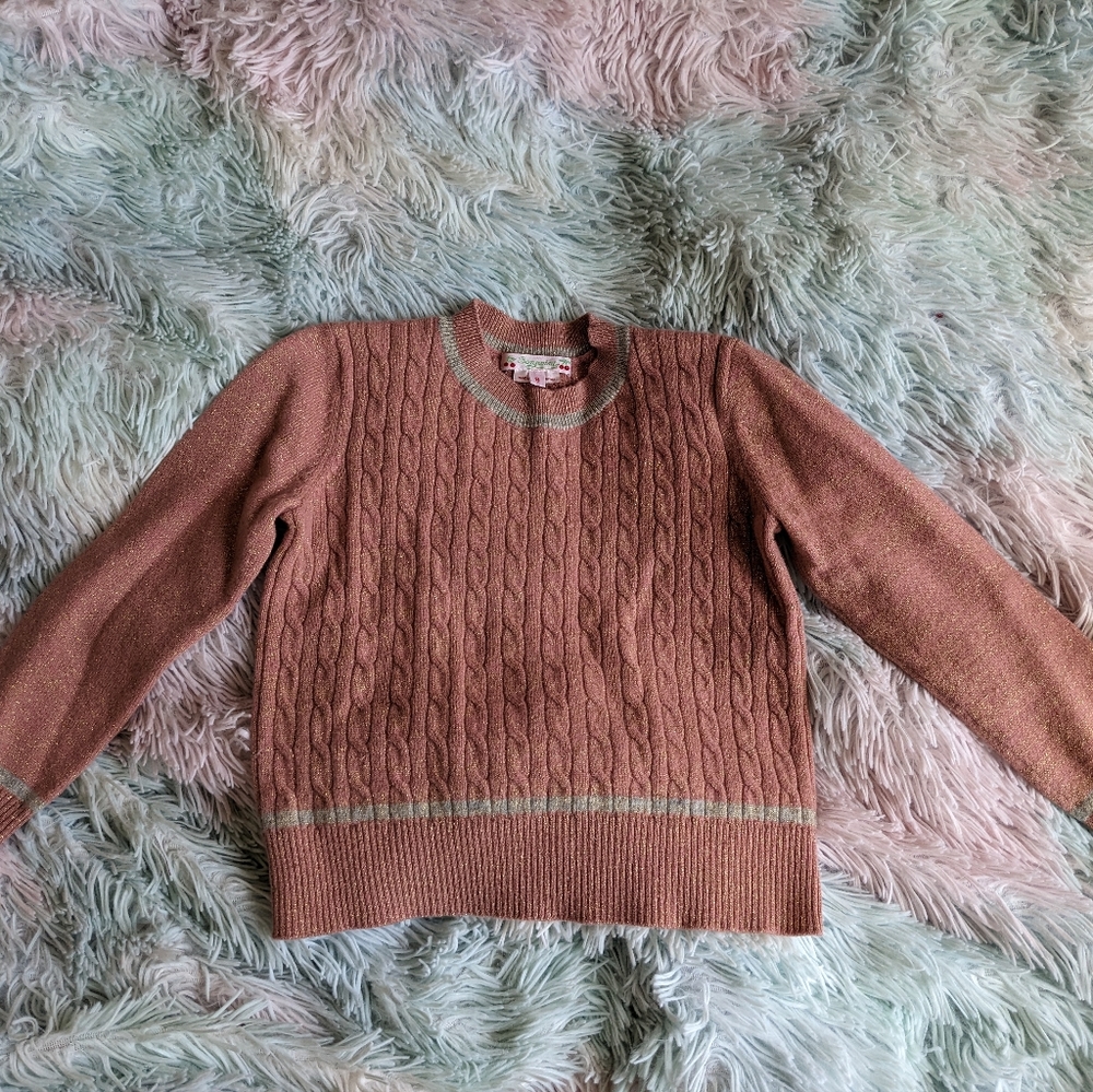 Pink and gold girl's Bonpoint sweater. Size 8